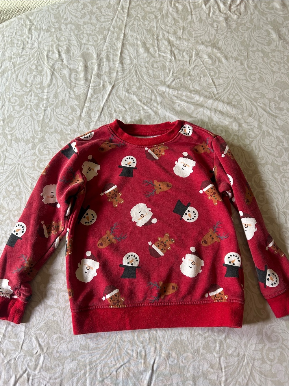Holiday Time Red Kids Holiday Crewneck Sweatshirt with Santa, Reindeer & Snowman